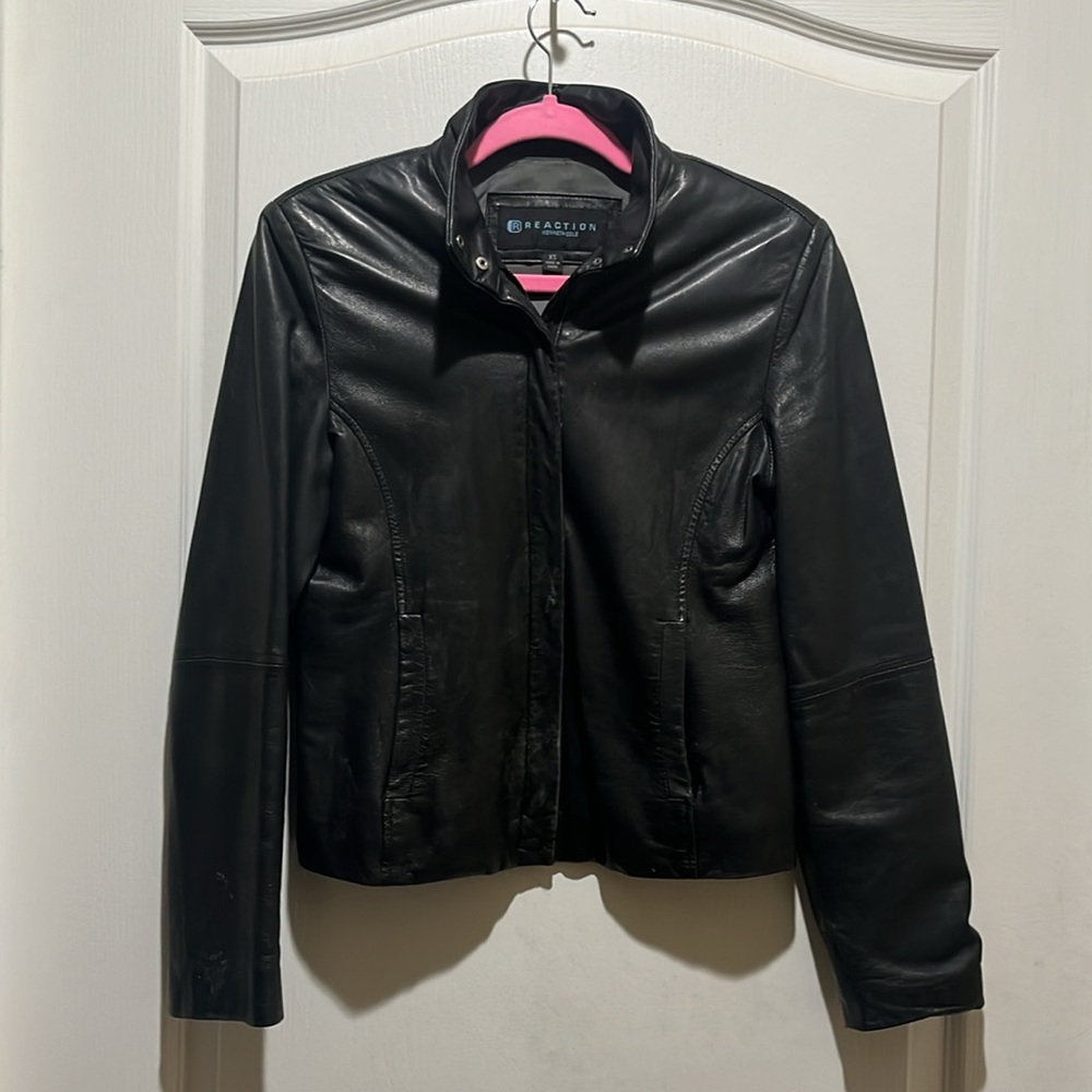 VTG Black Motto Leather Jacket - Picture 3 of 12
